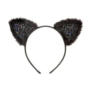 Black Furry Cat Ear Headband